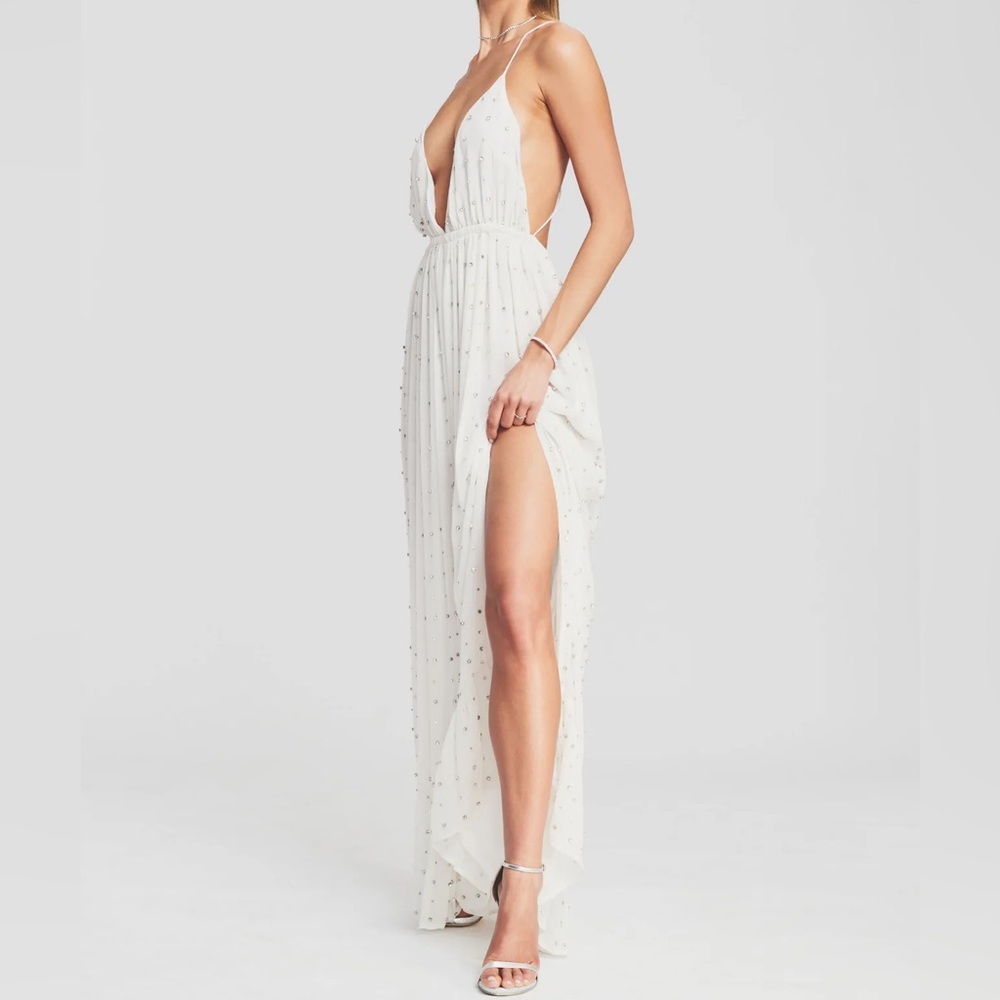 Retrofete | Zadie Embellished Silk Maxi Dress
